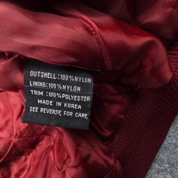 VTG Sooners Oklahoma University Bomber Jacket Mens M Crimson Red Xtreme Fanz - Picture 7 of 10